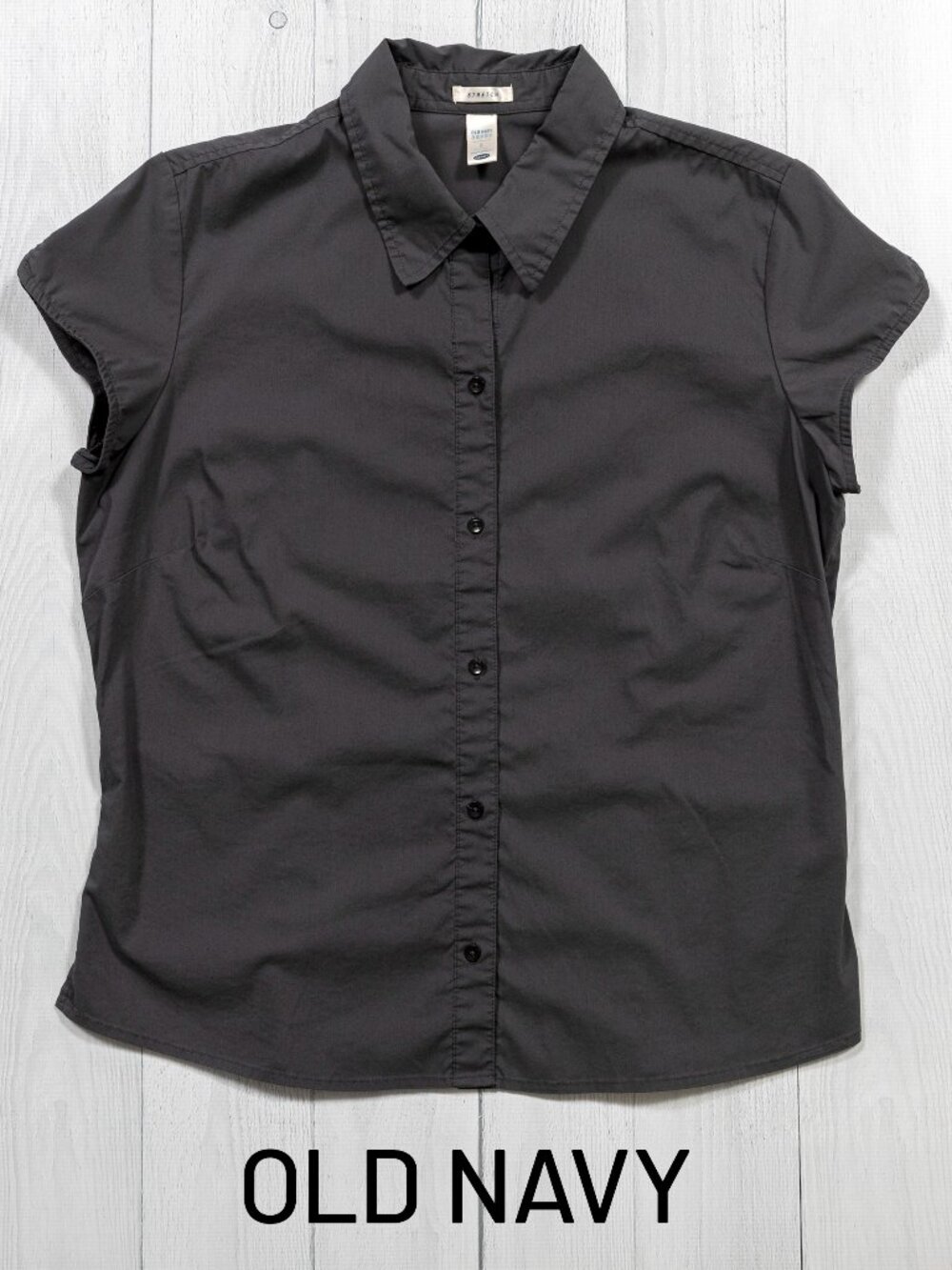 Old Navy Short Sleeve Button Down Stretch Shirt - Gray